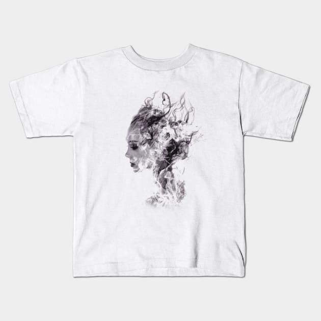 Smoke Woman Kids T-Shirt by hitext